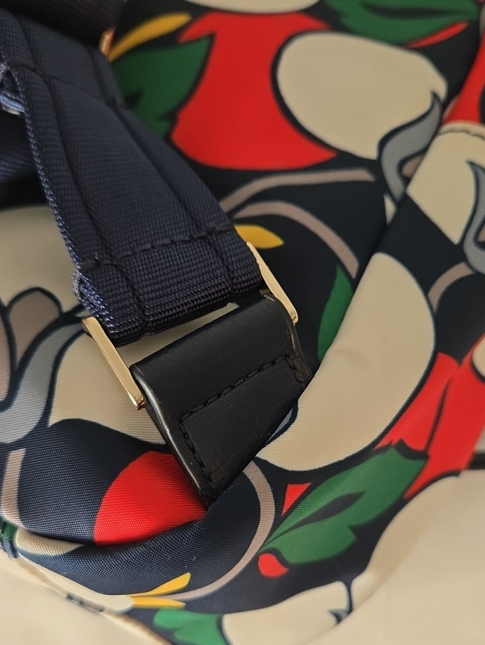 Kate Spade Floral Mini Backpack in Navy, White, Red & Green - Picture 10 of 16